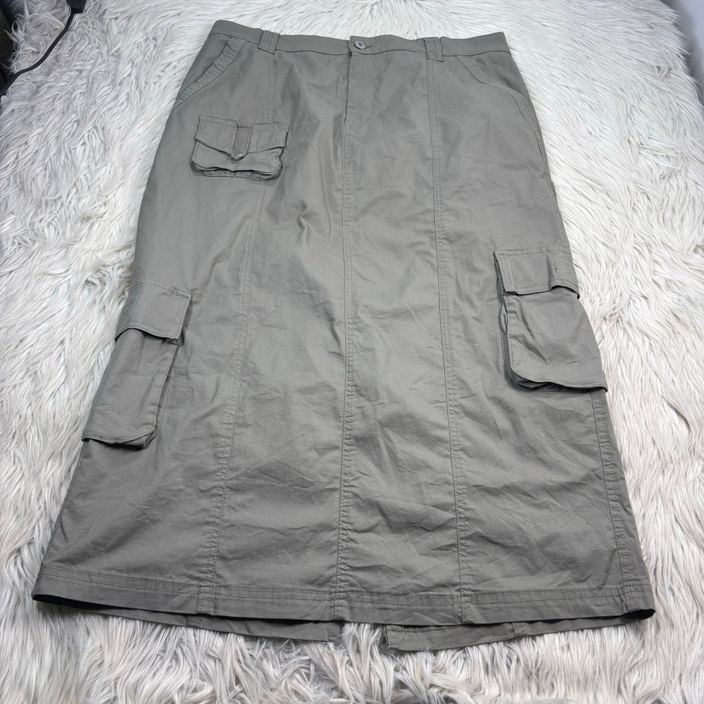 Cotton On Women's 12 Olive Green Cargo Utility Midi Skirt Travel Safari
